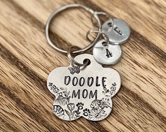 Dog Mom Keychain with Charms | Dog Mama Keychain | Floral Dog Mom Keychain, Golden Mom Keychain, Dog Keychain, Wanderlust Tags