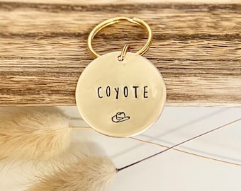 Cowboy Hat Dog Tag (+more tag shape/color options!) Cowboy Dog Tag, Western Dog Tag, Simple Dog Tag, Handstamped Pet ID Tag, Wanderlust Tags