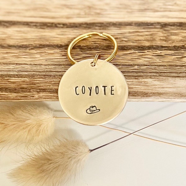 Cowboy Hat Dog Tag (+more tag shape/color options!) Cowboy Dog Tag, Western Dog Tag, Simple Dog Tag, Handstamped Pet ID Tag, Wanderlust Tags