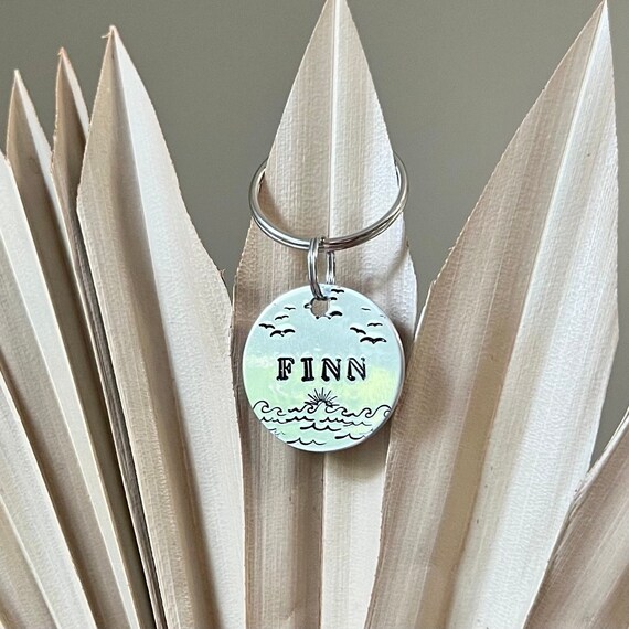 Lake Dog Tag (+more tag shape/color options!) Beach Dog Tag, Ocean Sunset Dog Tag, Waves Dog Tag, Handstamped Metal Dog Tag, Wanderlust Tags