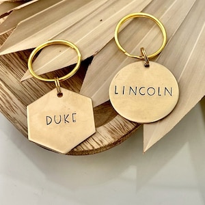 Simple Personalized Dog Tag (+more shape/color options!) Minimalist Dog Tag with Name Only, Personalized Pet Tag, ID Tag | Wanderlust Tags