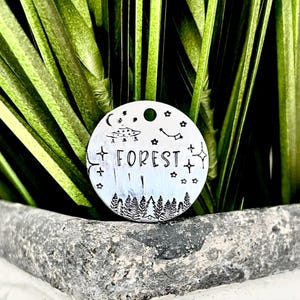 UFO Dog Tag (+more tag shape/color options!) | Hand-stamped Metal Tag, Spaceship UFO Night Aliens Space Area 51 dog tag, Wanderlust Tags