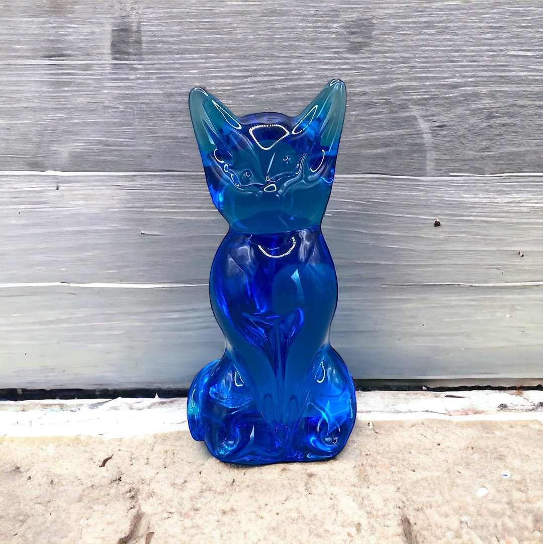 Hand-made Swedish Vintage Glass Cat From FM, Färe-marcolin