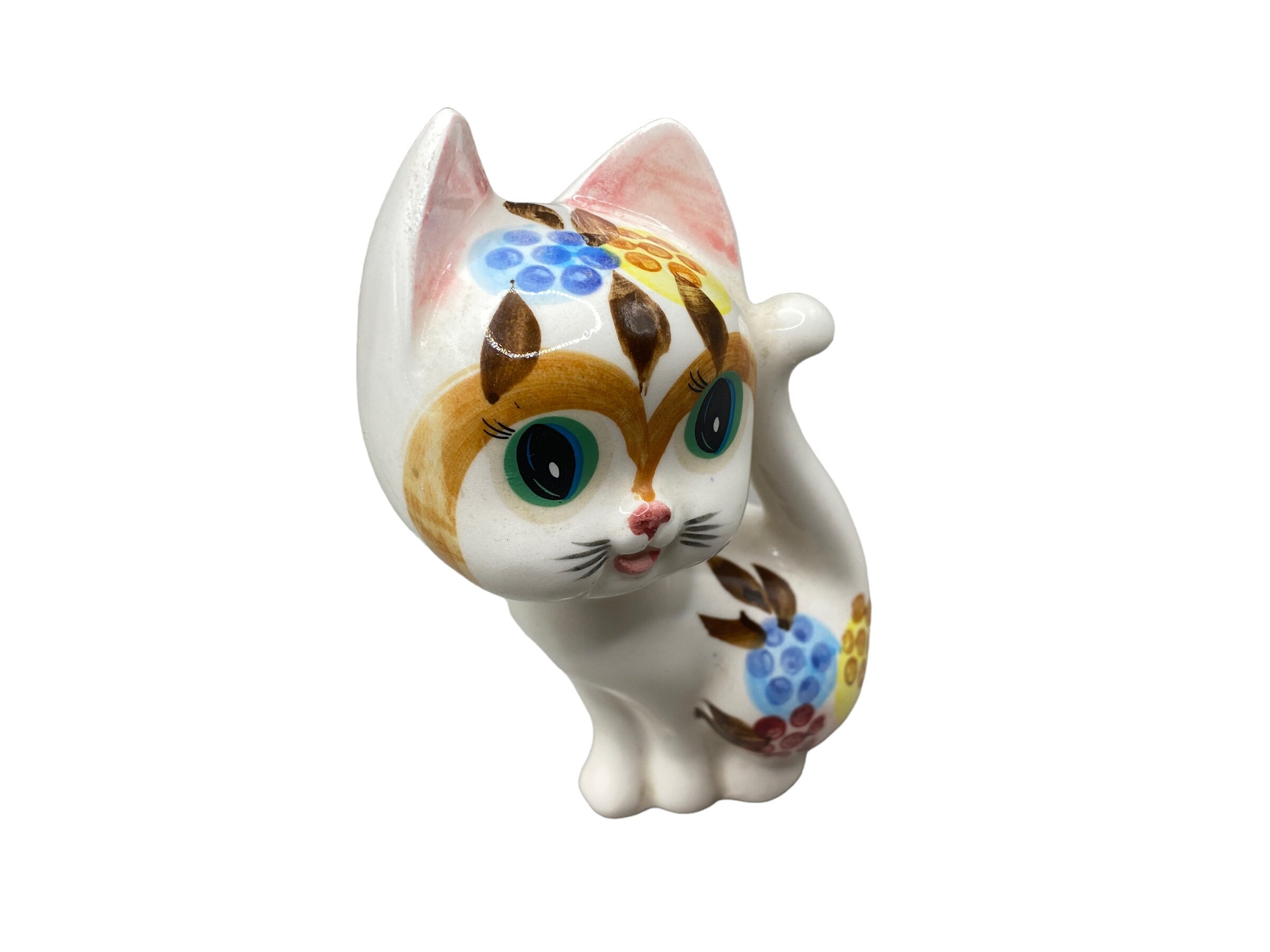 1950-60年代アメリカ手描きの瞳が美しく芸術的な雰囲気の猫ちゃんの陶器