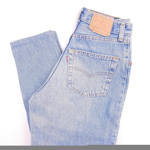 Calça jeans vintage Levi&#39;s 901 Fabricada nos EUA W26 L27, Levi&#39;s com lavagem esmeralda, etiqueta W28 L32, única e rara! Levi&#39;s 901 feminino, lavagem azul claro, anos 80, 26/27, xxs xs