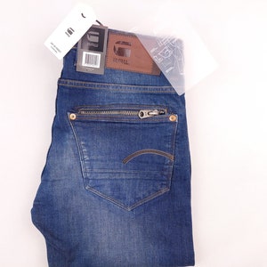 Nowe z metką G-Star RAW Attacc Straight W29 L32 Męskie Wils Stretch denim 30/31 Zatiny Larkee średni niebieski