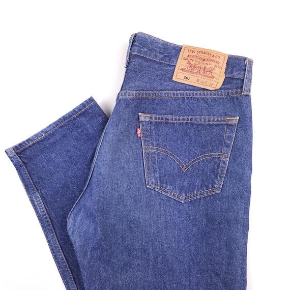96' Made in USA Levi's 501 W36 L34 80's Vintage Medium Blue Dark