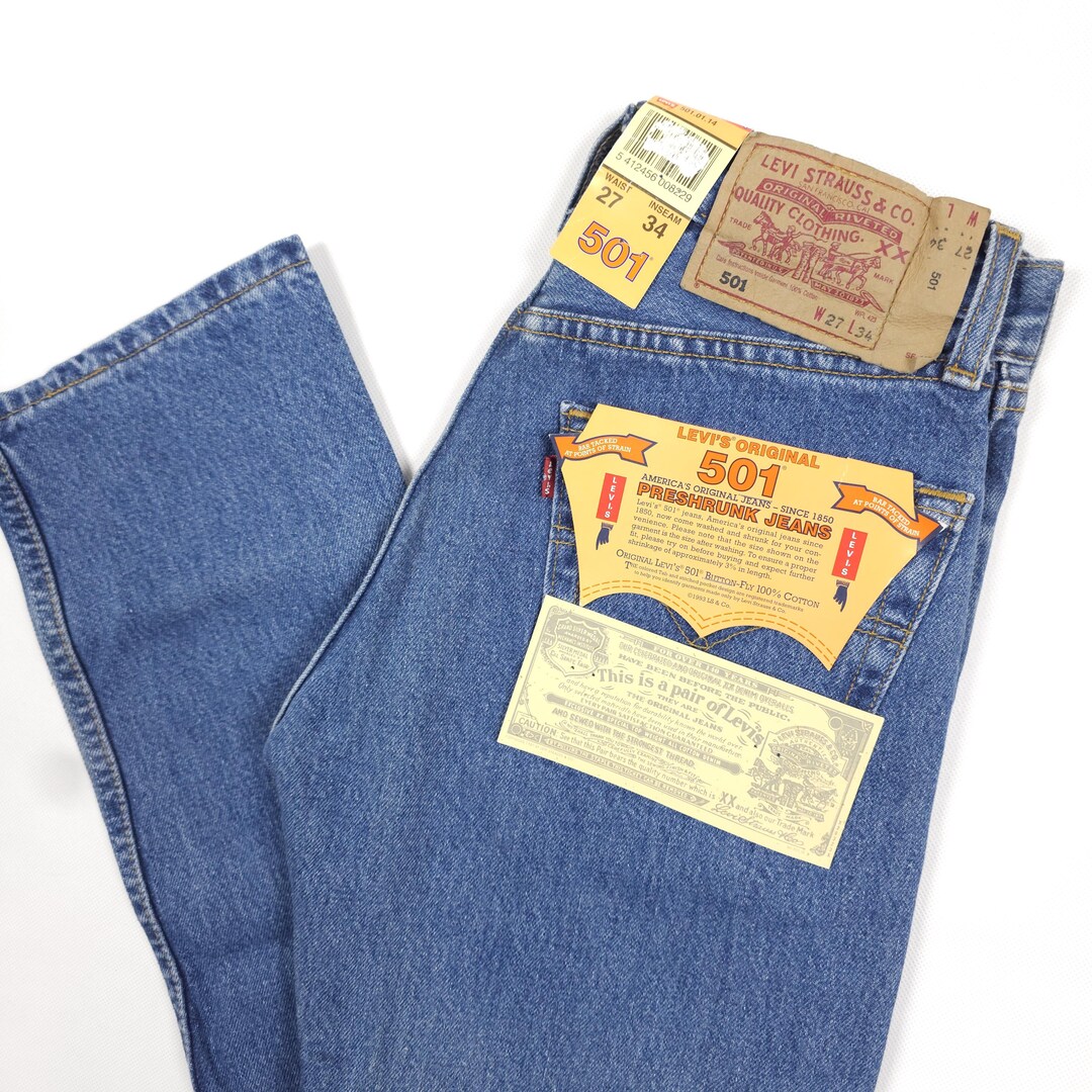 Made in UK 97' New Levi's 501 W26 L34 Vintage Deadstock With Tags