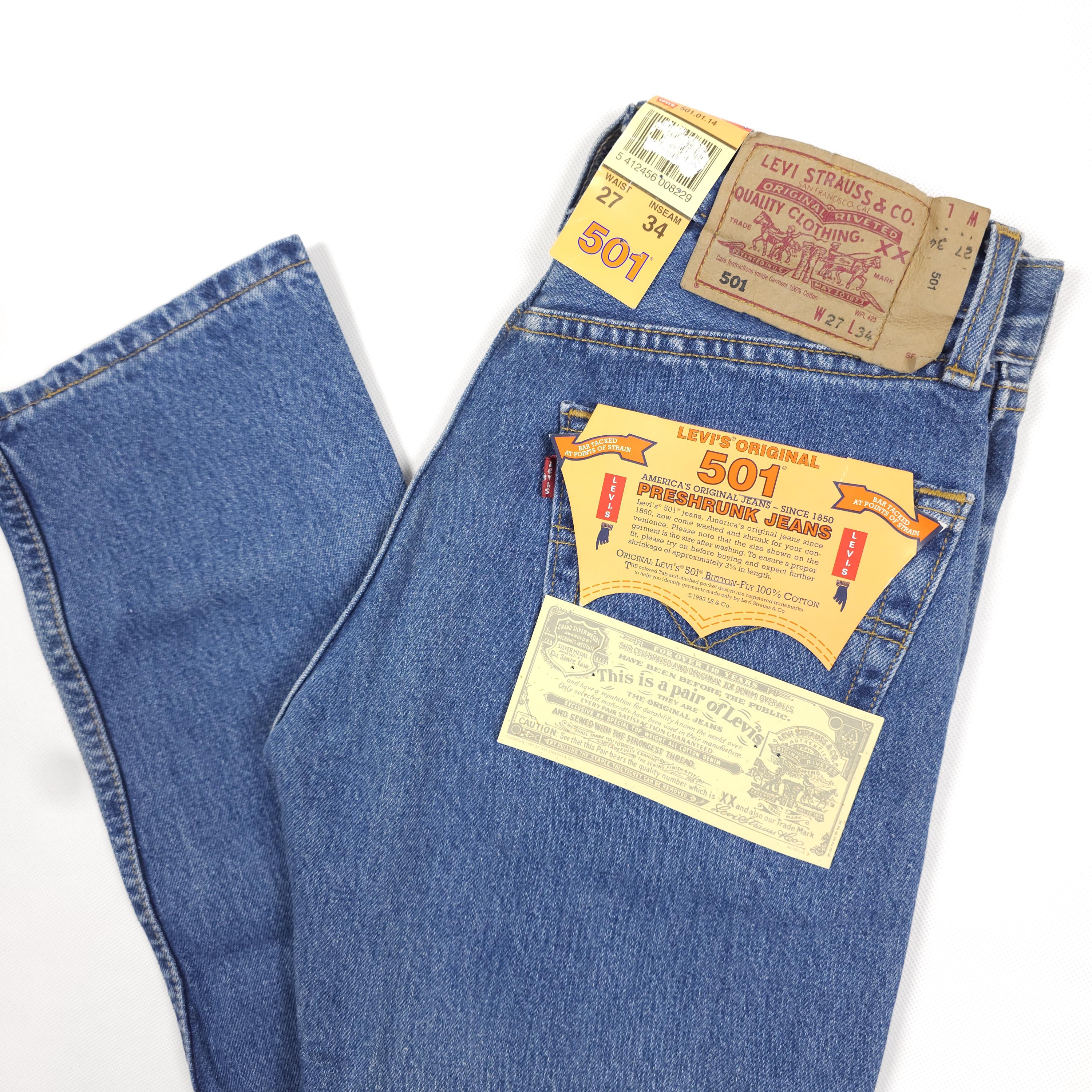 Made in UK 97' New Levi's 501 W26 L34 Vintage Deadstock With Tags