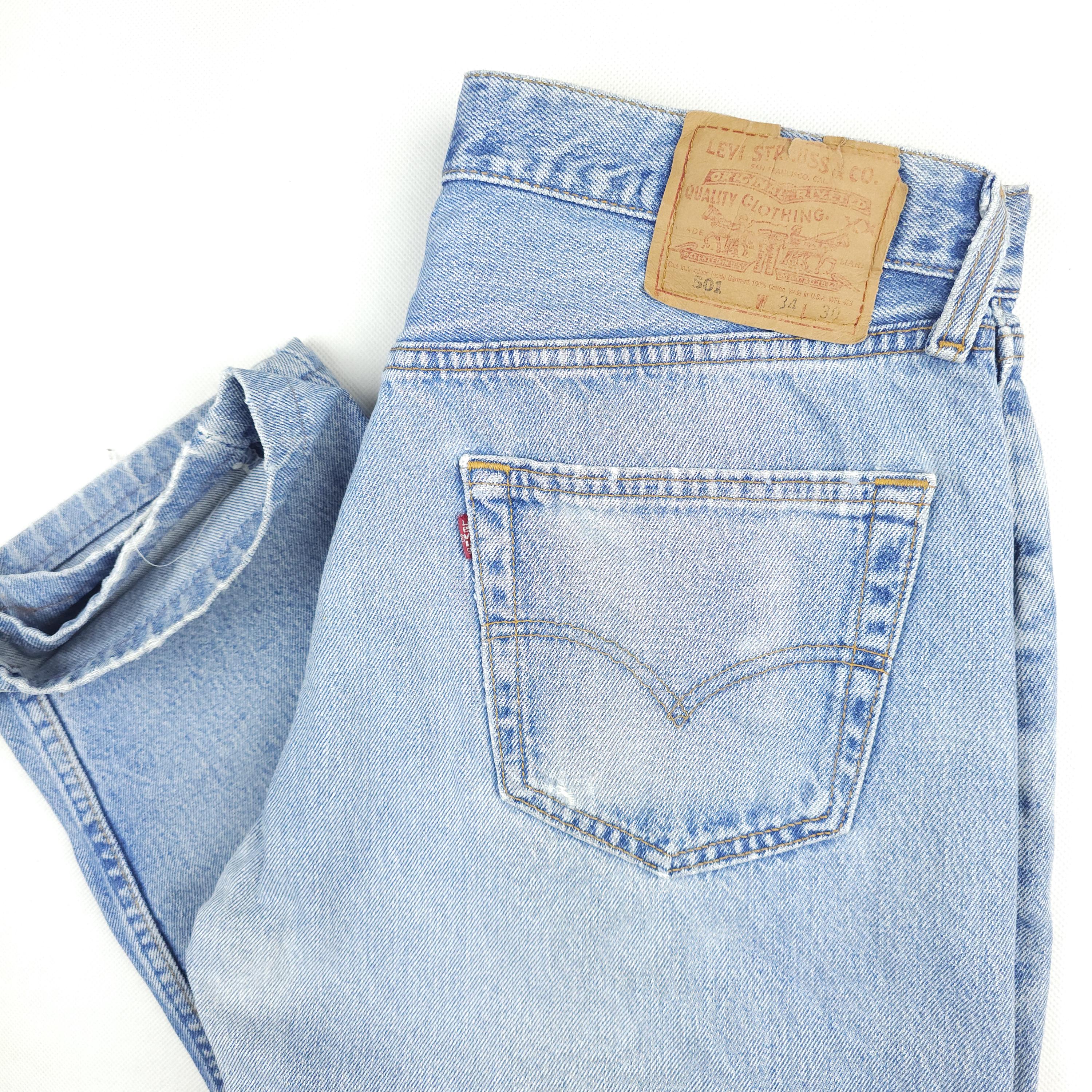 96' Made in USA Levi's 501 W33 L27 Blue RARE Levis 501 Light