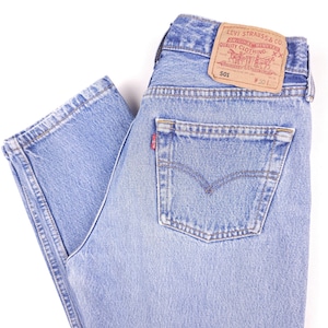Made in UK Levi&#39;s 501 W28,5 L30 straight leg faded blue Vintage Levis 501 Men Women 28/30 Light Washed Levis 501 Stonewashed waist 28
