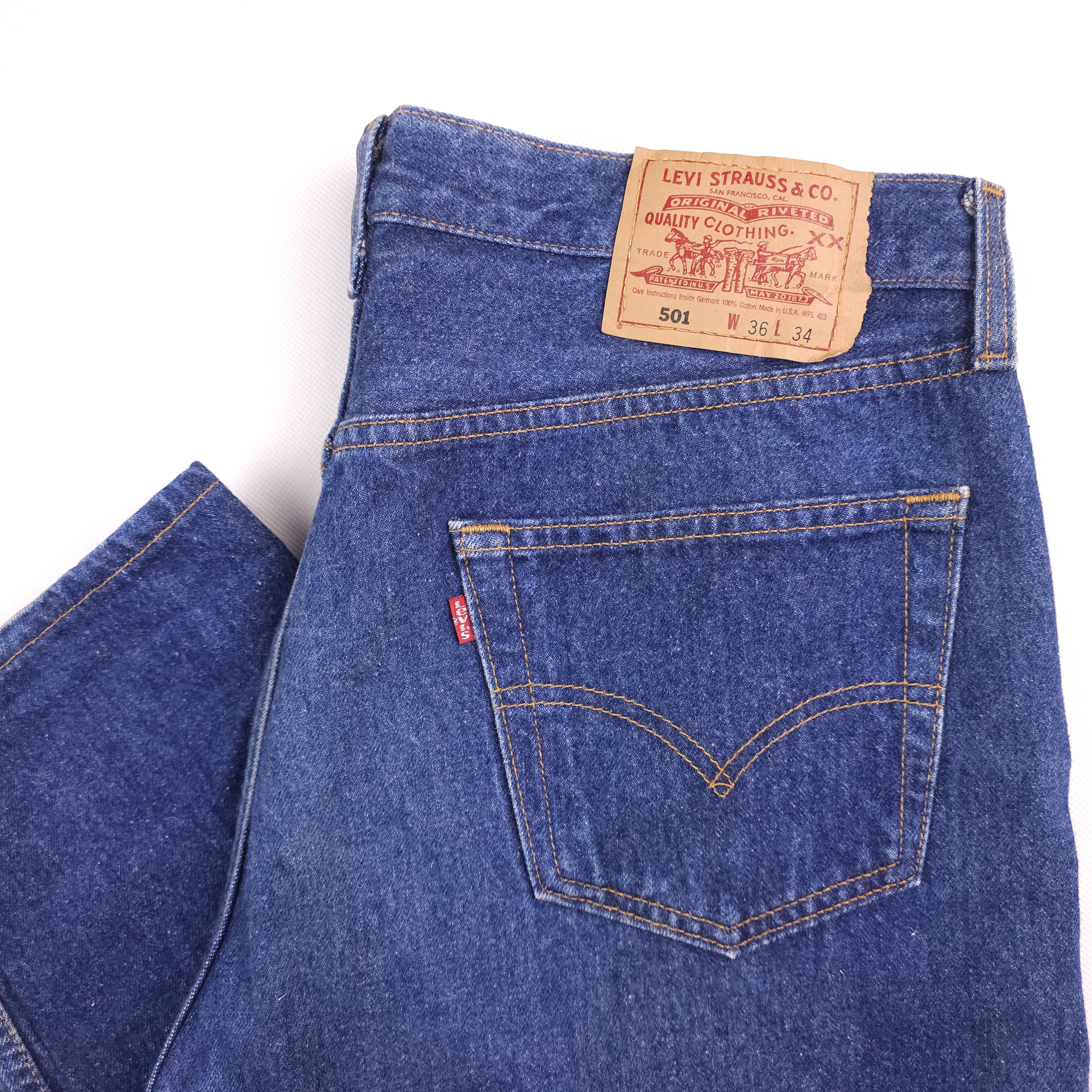 96' Made in USA Levi's 501 W36 L34 80's Vintage Medium Blue Dark