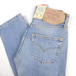 98' Made in UK new Levi's 501 W24 L31,5 Vintage Deadstock with Tags Actual Size Measured W24-61cm L31,5-80cm. Levi's 501 light blue wash 90s