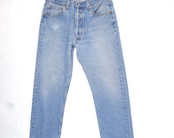 90' Vintage Levi's 501 W31 L28,5 Faded blue jeans light vtg levis 501 31/28 High rise women Levi's 501 men wash 90s