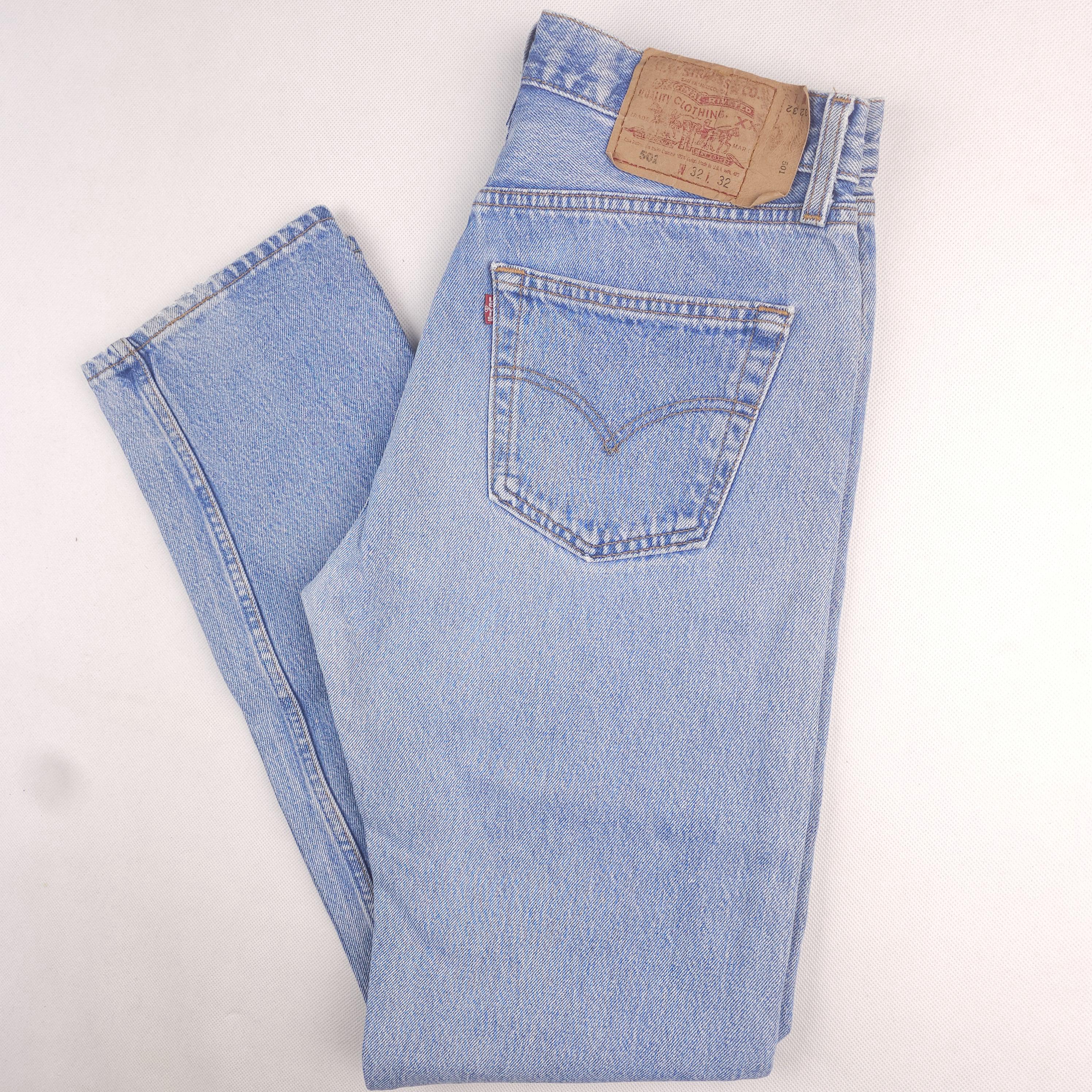 Made in USA 95' Vintage Levi's 501 W31 L32 Light Blue Jeans Faded