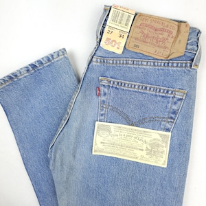 97' Made in UK new Levi's 501 W25,5 L34 Vintage Deadstock with Tags Actual Size W25,5-65cm L34-86cm. Levi's 501 light blue wash 90s