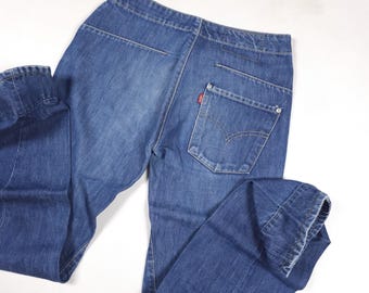 【W34 L32】europe levi's blue engineered Vintage Levi's Engineered 654 W34 L34 Medium Blue RARE Levis 00002