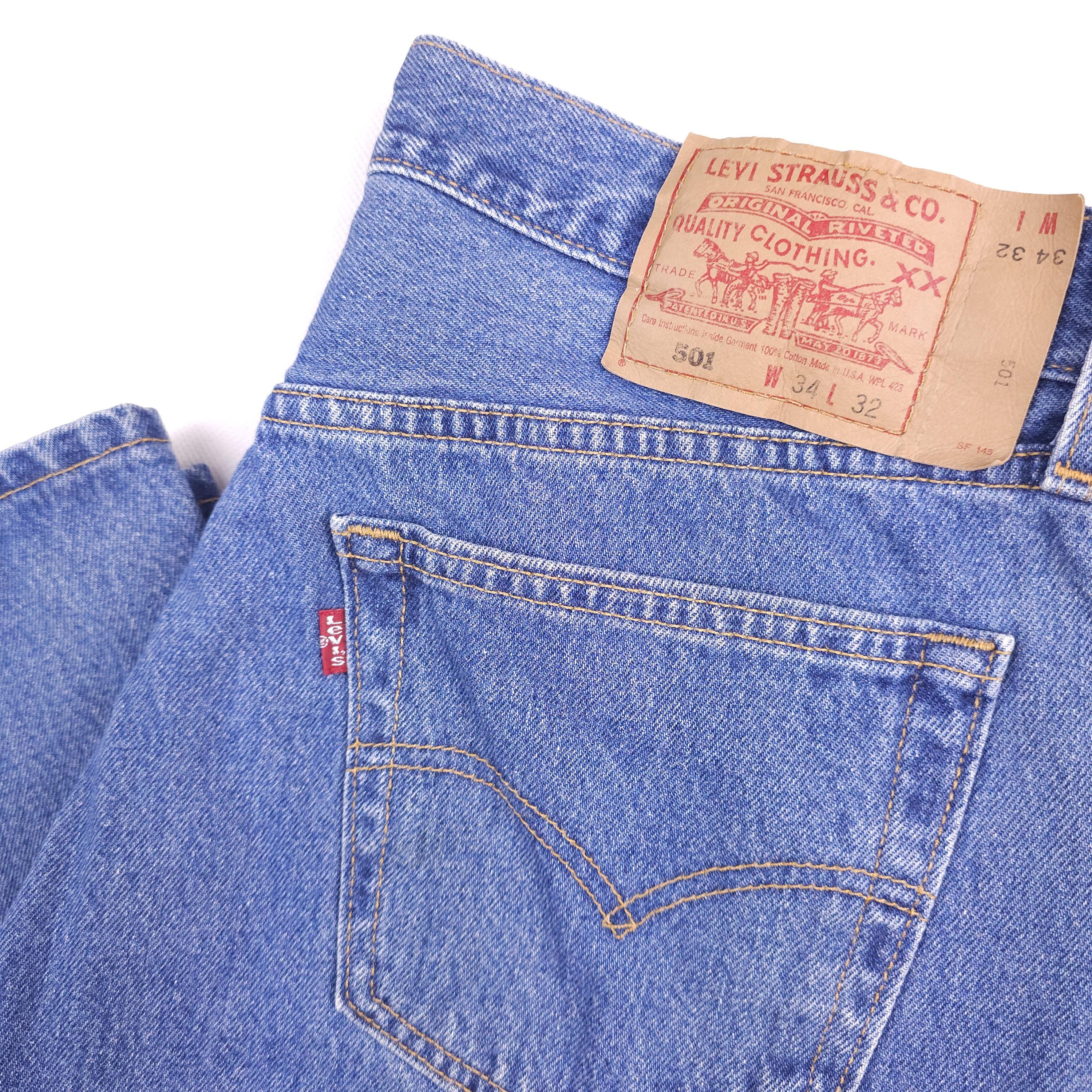 Made in USA Levi's 501 W32,5 L31,5 Light Blue Jeans Faded