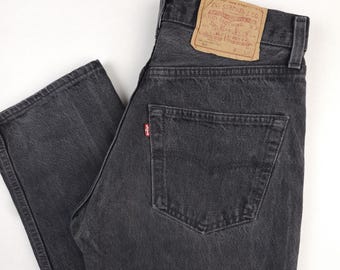 Deadstock Levi's 501 Black Jeans: 90s USA Made Raw Denim W29 L32
