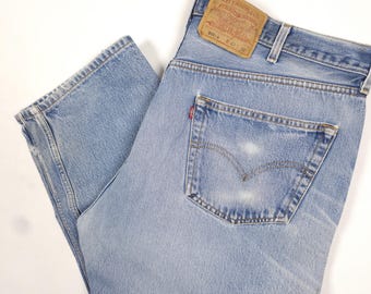 Vintage distressed Levi's 501xx W40 L28,5 Faded blue jeans light vtg levis 501 40/28 High rise women Levi's 501 men wash 90s XXL