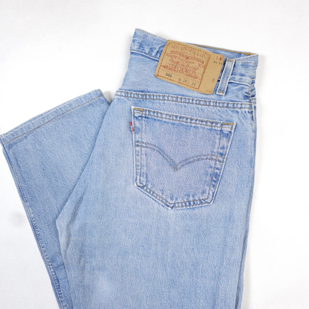 95' Made in USA Vintage Levi's 501 W33 L29 Faded Jeans Levis 501