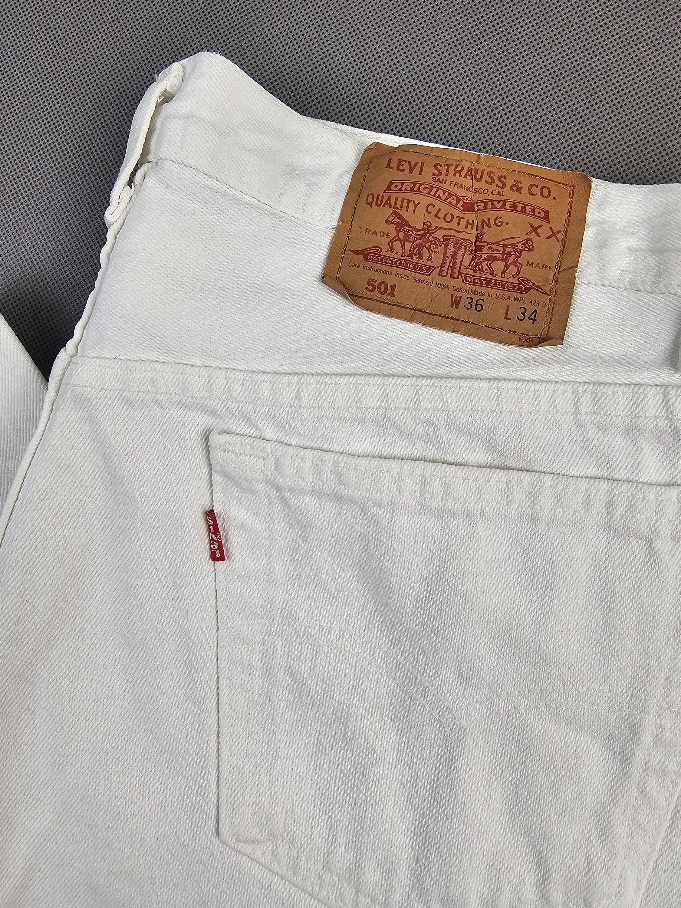 Made in USA White Levi's 501 W35 L29 1992 Vintage Levis 501