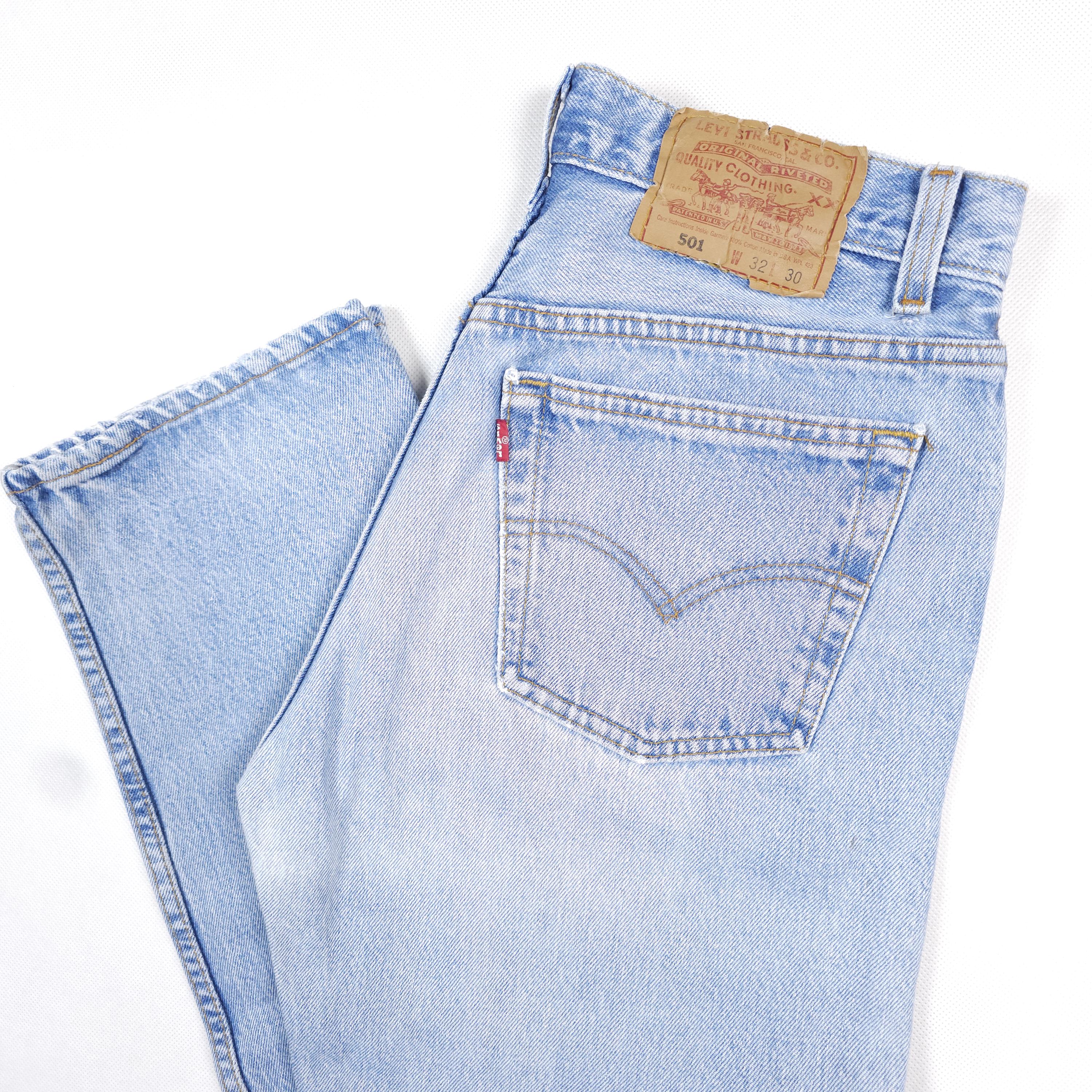 95' Made in USA Vintage Levi's 501 W29,5 L29,5 Faded Blue Jeans