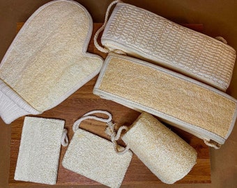 Exfoliating loofah / bath glove / bath belt / sponge on a rope / double side dishwashing pad on a rope
