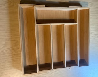 6 und 8 Fach Schublade Organizer Ausziehbar Bambus Utensil Organizer für Besteck