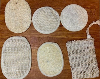 Exfoliating Loofah Pad and Sisal Soap Saver Bag