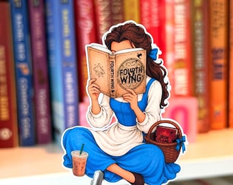 Belle Reading Fourth Wing Vinyl Sticker, Kindle, Journal, Laptop Decal