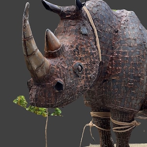 SCULPTURE GREAT RHINO, metal sculpture, outdoor, garden sculpture by Hüseyin Arda, Tacheles Berlin