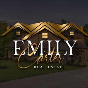 Premade Real Estate Logo Design, Premade Logo Design, Realtor Logo, Gold Real Estate Logo, Signature Logo, House Logo Design