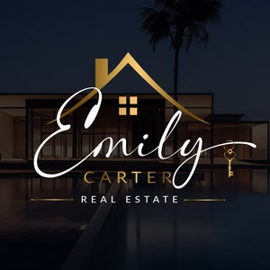 Premade Real Estate Logo Design, Premade Logo Design, Realtor Logo, Gold Real Estate Logo, Signature Logo image 1