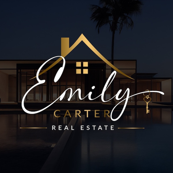 Premade Real Estate Logo Design, Premade Logo Design, Realtor Logo, Gold Real Estate Logo, Signature Logo