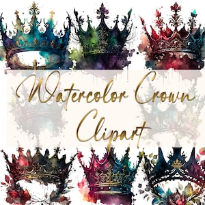 Watercolor Crown Clipart, Crown Png, Watercolor Logo PNG, Crown Clipart, Watercolor Crown, Transparent Background, Digital download