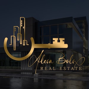 Premade Real Estate Logo Design, Premade Logo Design, Realtor Logo, Gold Real Estate Logo, Signature Logo, Key Logo Design