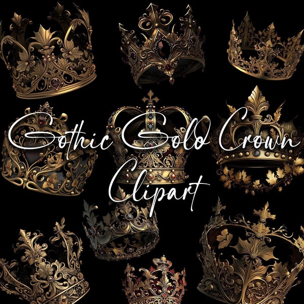 Gothic Gold Crown Clipart, Crown Png, Logo Png, Crown Clipart, Royal Crown Clipart, Gold Crown, Transparent Background, Digital download