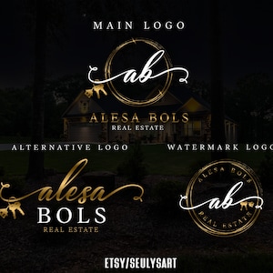 Real Estate Logo, Realtor Logo, Premade Logo, Gold Real Estate Logo , Key Logo, House Logo, Signature Logo, Realtor Logo Set