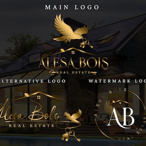 Real Estate Logo, Realtor Logo, Premade Logo, Gold Real Estate Logo , Key Logo, House Logo, Signature Logo, Realtor Logo Set