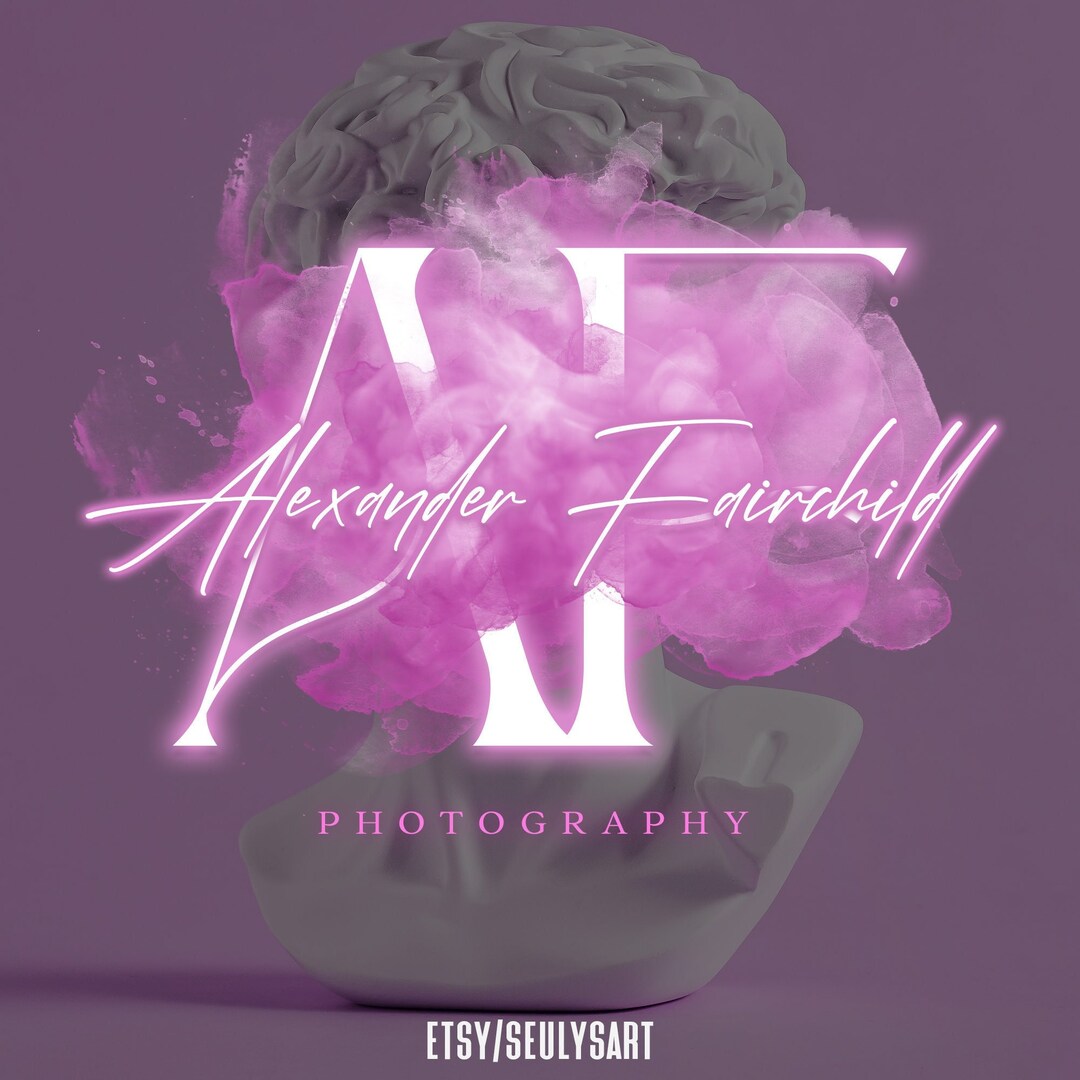 Pink Neon Logo, Premade Logo Design, Pink Watercolor Smoke Logo, Modern ...