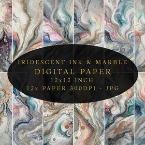 Iridescent Alcohol Ink Digital Paper, Marble Silver Glitter Background, Luxury Pattern, JPG Background, Instant Download