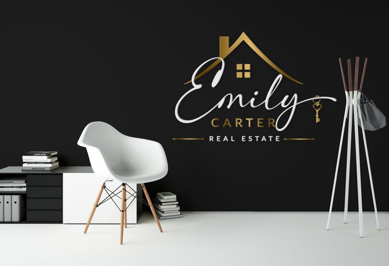 Premade Real Estate Logo Design, Premade Logo Design, Realtor Logo, Gold Real Estate Logo, Signature Logo image 3