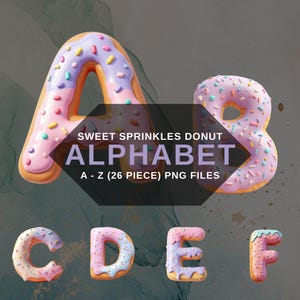 Alfabeto de Rosquinha PNG, Letras de Granulado Doce, Fonte de Sobremesa Pastel, Letra Digital Fofa, Fundo Transparente, Download Digital