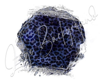 Aquarelle de léopard bleu marine, cadre argenté, fond de logo PNG, Clipart, Transparent, PNG Téléchargement instantané