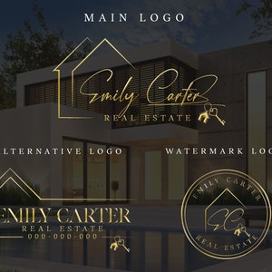 Real Estate Logo, Realtor Logo, Premade Logo, Gold Real Estate Logo , Minimalist Logo, House Logo, Signature Logo, Realtor Logo Set