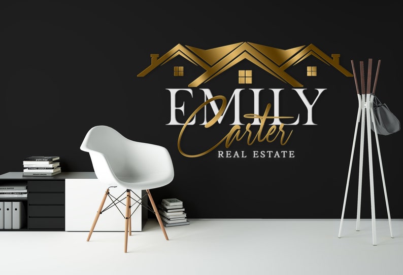 Premade Real Estate Logo Design, Premade Logo Design, Realtor Logo, Gold Real Estate Logo, Signature Logo, House Logo Design image 4