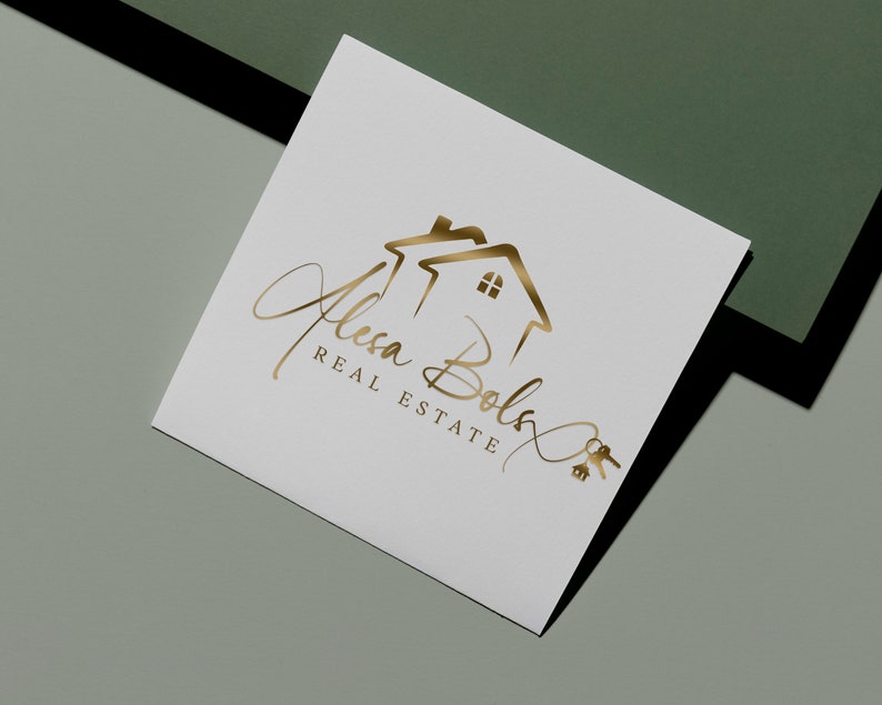 Premade Real Estate Logo Design, Premade Logo Design, Realtor Logo, Gold Real Estate Logo, Signature Logo image 5