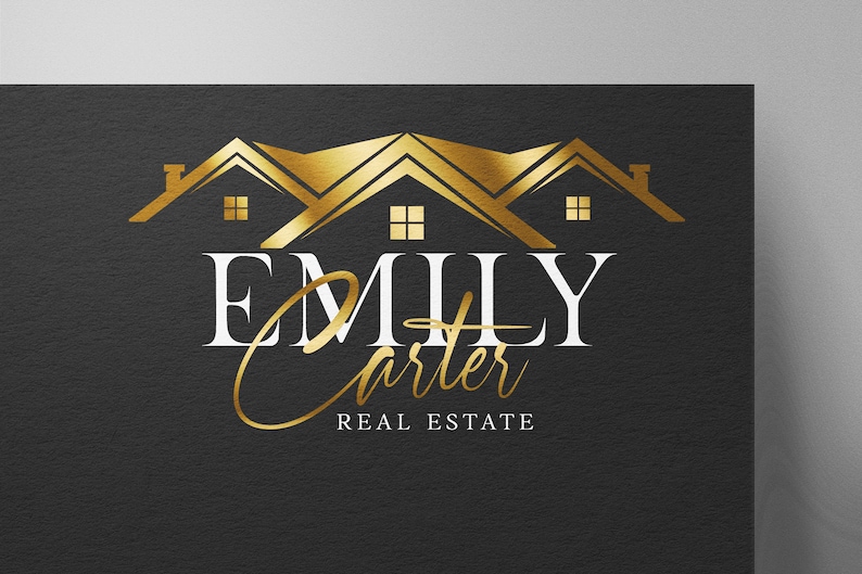 Premade Real Estate Logo Design, Premade Logo Design, Realtor Logo, Gold Real Estate Logo, Signature Logo, House Logo Design image 5