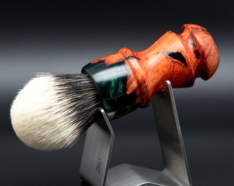 Unique shaving brush - chestnut / hybrid stabilized - with 2-band silvertip badger hair knot ø 24 mm - Made in Bavaria!